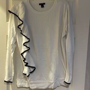 Halogen black/white ruffle sweater in size small